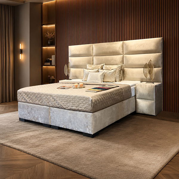 Boxspring Set Breda van Laviva Bedding in een moderne slaapkamer