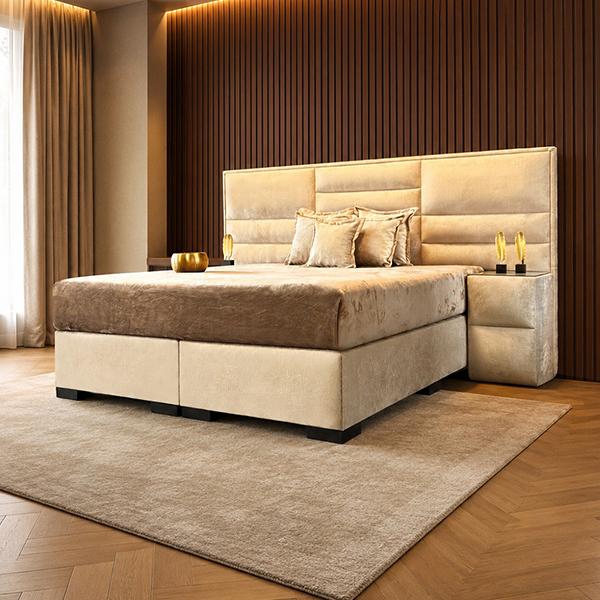 Boxspring Set Milan van Laviva Bedding in een moderne slaapkamer