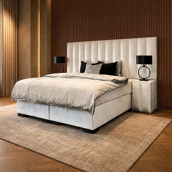Boxspring Set Paris XL van Laviva Bedding in een moderne slaapkamer