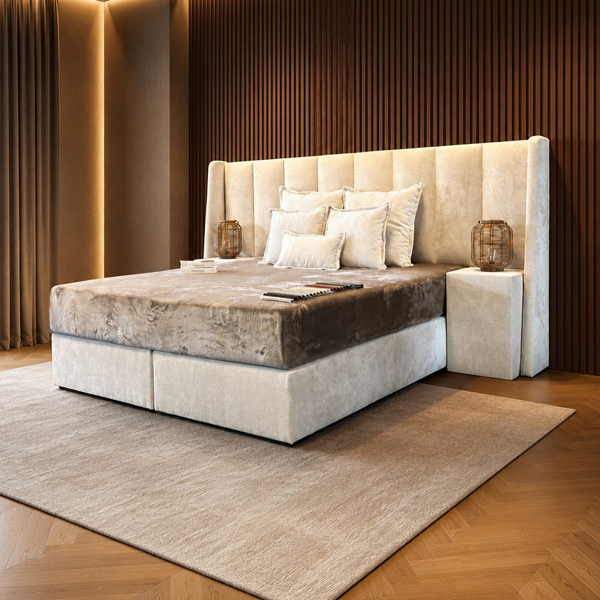 Boxspring Set Toledo van Laviva Bedding in een moderne slaapkamer