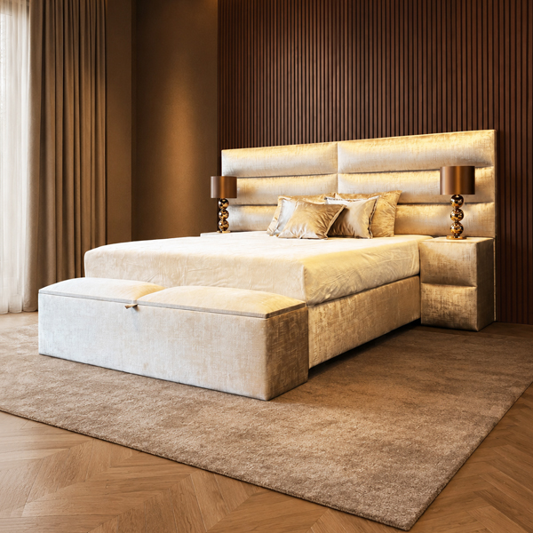 Boxspring Set Amsterdam van Laviva Bedding in een moderne slaapkamer