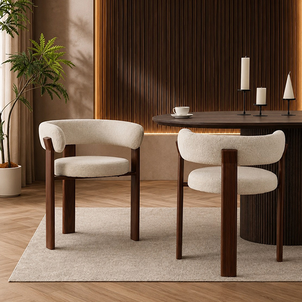 Detail van Karat Stoel Japandi Bouncle Wit bij Laviva Bedding