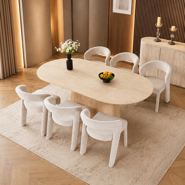 Detail van Mila Eettafel Sintered Stone Travertin Look 180cm bij Laviva Bedding