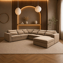 Loungebank in een warm Laviva woonkamerinterieur