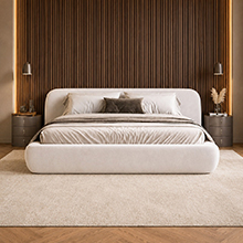 Bed in een warm Laviva slaapkamerinterieur