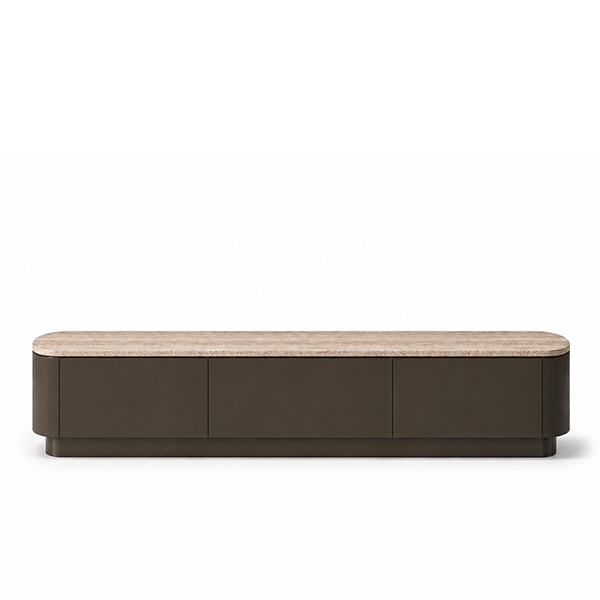Milo Beige Travertine TV-Meubel Hoog bij Laviva Bedding